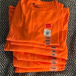 Hanes Orange Short Sleeve T Shirts NEW + Many Sizes + Colors